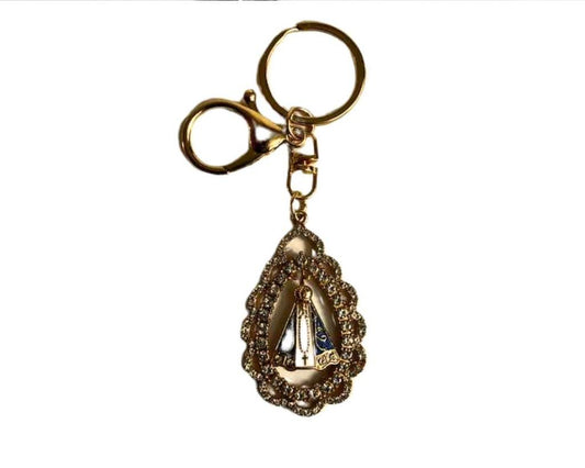 GOLDEN KEYCHAIN LEAF APPARITIONS  WITH RHINESTONES-Set of 12