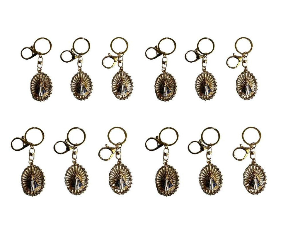 GOLDEN KEYCHAIN O.LADY APPARITIONS OVAL – Set of  12