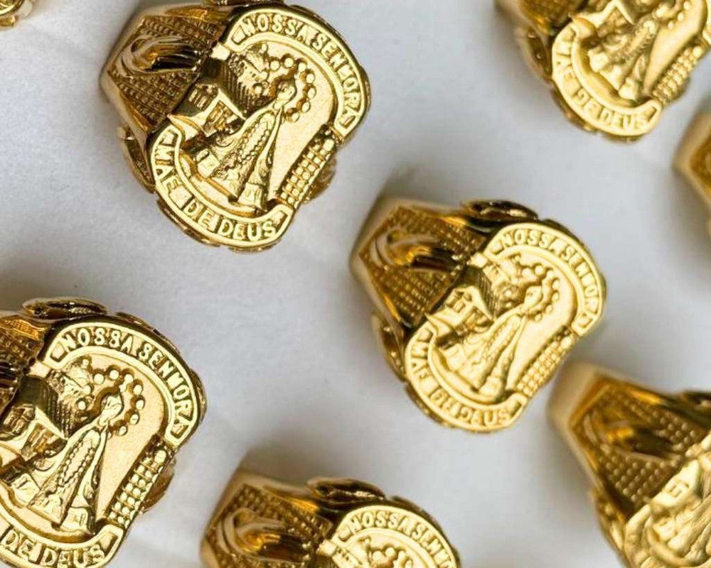 GOLDEN STAINLESS STEEL RING OUR LADY MOTHER OF GOD – Set of 12