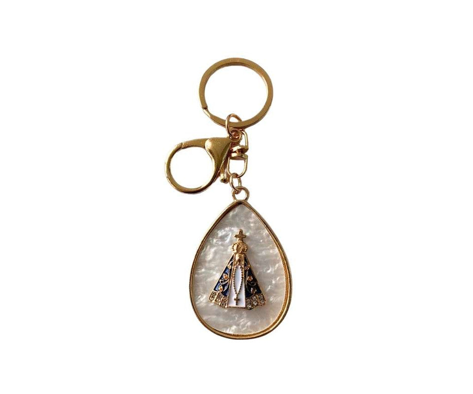 GOLDEN KEYCHAIN OUR LADY APPARITION PEARLEY  – Set of  12