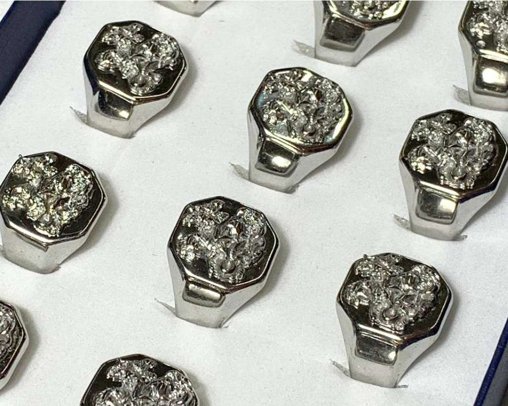 SILVER STAINLESS STEEL SAN JORGE OCTAGONAL RING- Set of 12