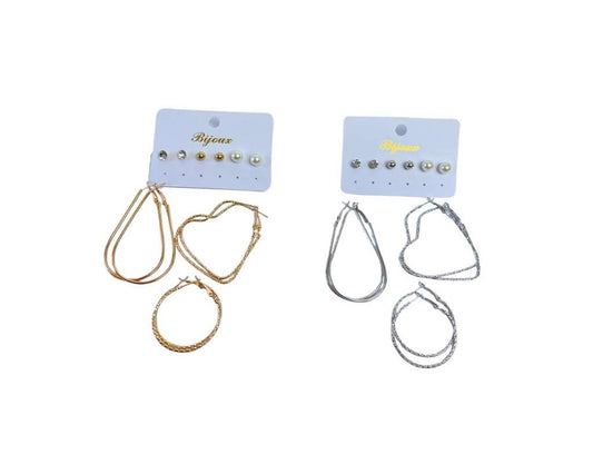 SET GOLDEN/SILVER EARRINGS VARIOUS SHAPE-Set of 12