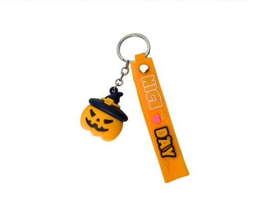 RUBBER  WITH HALLOWEEN STRAP KEYCHAIN- Set of 12