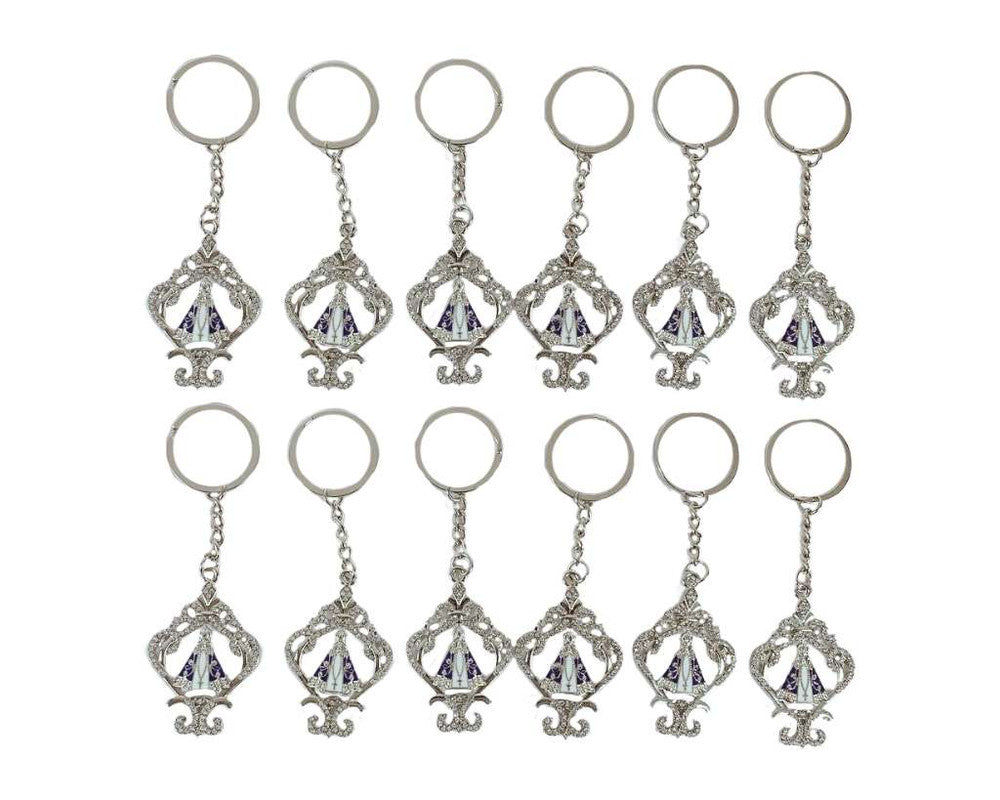 SILVER KEYCHAIN CROWN O. LADY APPARITIONS – Set of  12