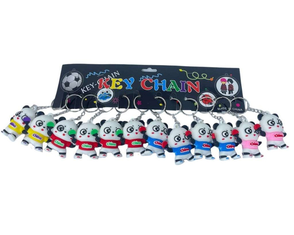 RUBBER PANDA PLAYING PING PONG KEYCHAIN-Set of 12