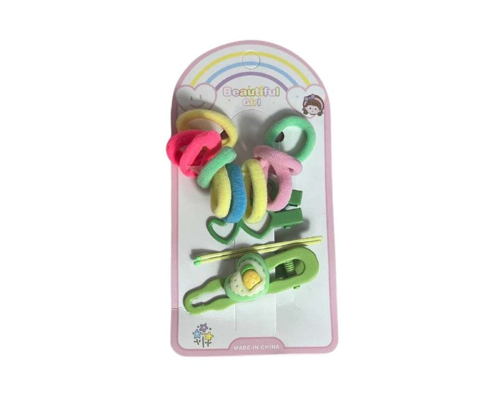 HAIR KIDS ACCESSORIES CLIP AND ELASTIC- Set of 12