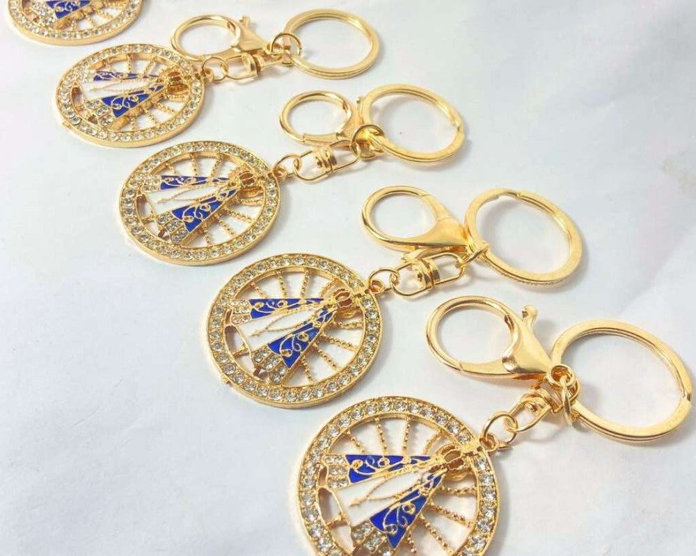 GOLD KEYCHAIN CIRCLE O.LADY APPARITIONS- Set of 12