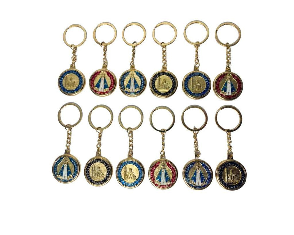 KEYCHAIN OUR LADY OF APPARITIONS GOLDEN,  BLACK, RED OR GREEN – Set of  12