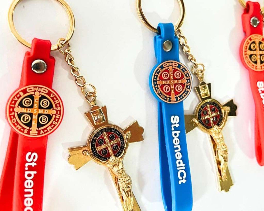 GOLDEN KEYCHAIN CROSS  WITH COLORFUL BRACELET