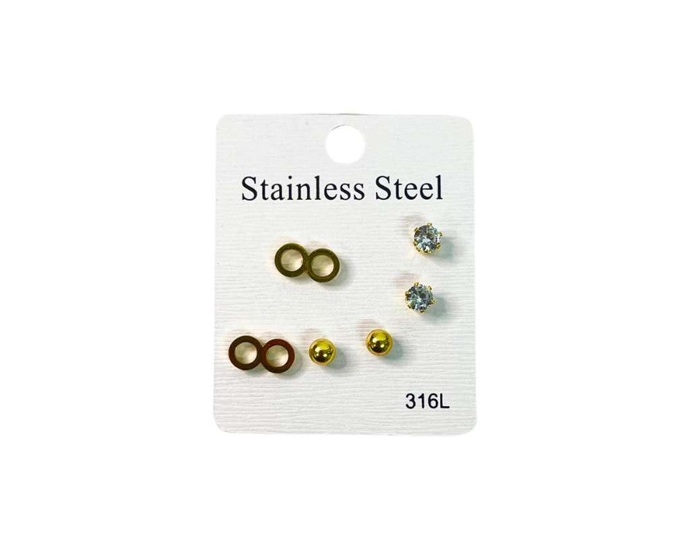 GOLDEN STAINLESS STEEL EARRINGS INFINITY SYMBOL- Set of 12