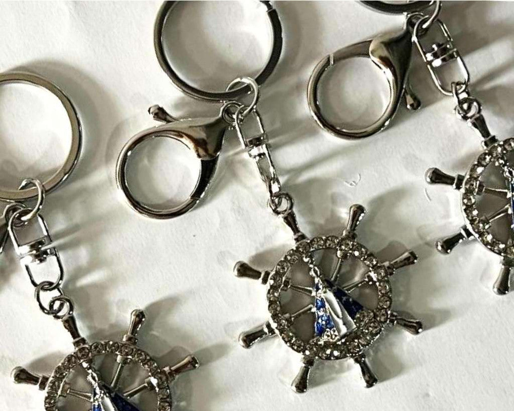 SILVER STAINLESS STEEL KEYCHAIN OUR LADY APPARITION- Set of 12