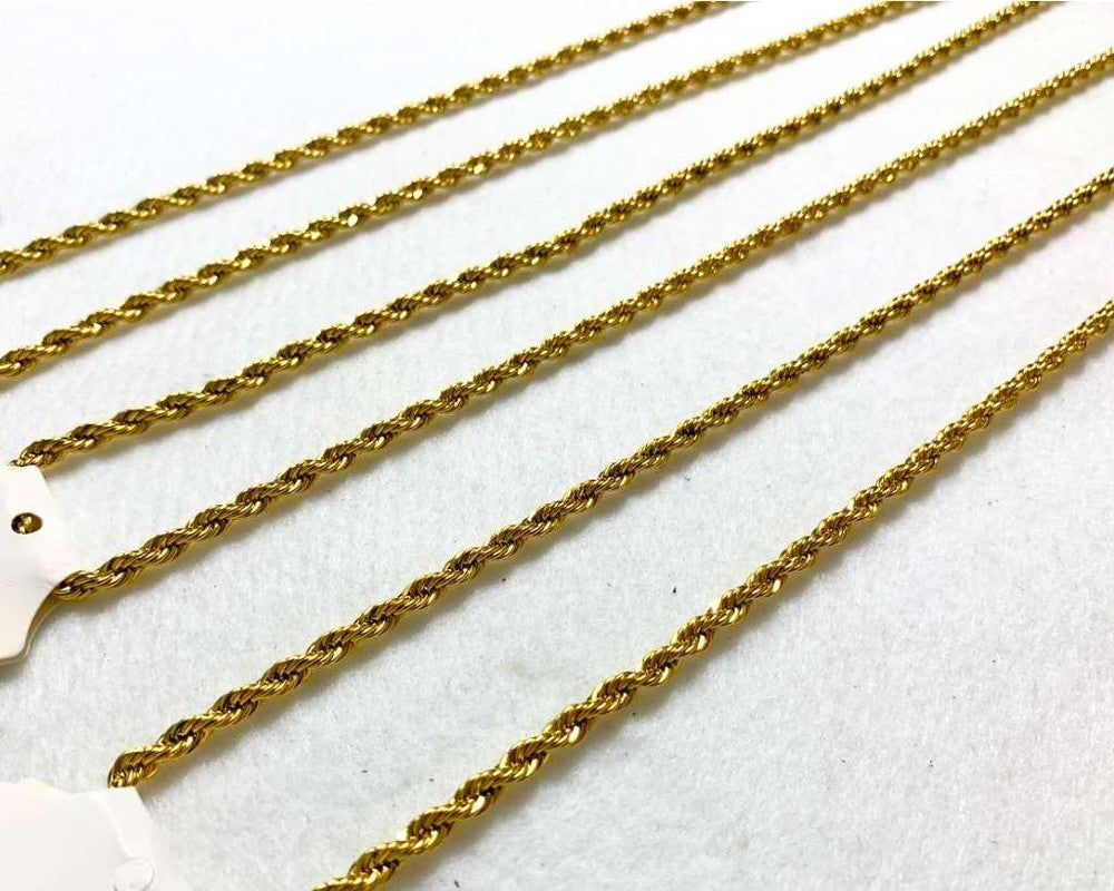 GOLDEN STAINLESS STEEL CHAIN ROPE 0.5 MM / 70 CM – Set of 12