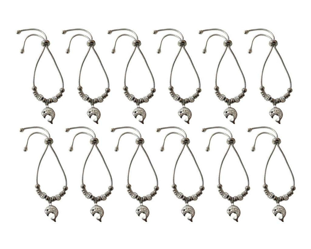 SILVER STAINLESS STEEL BRACELET STUDDED WITH CHARM DOLPHIN- Set of 12