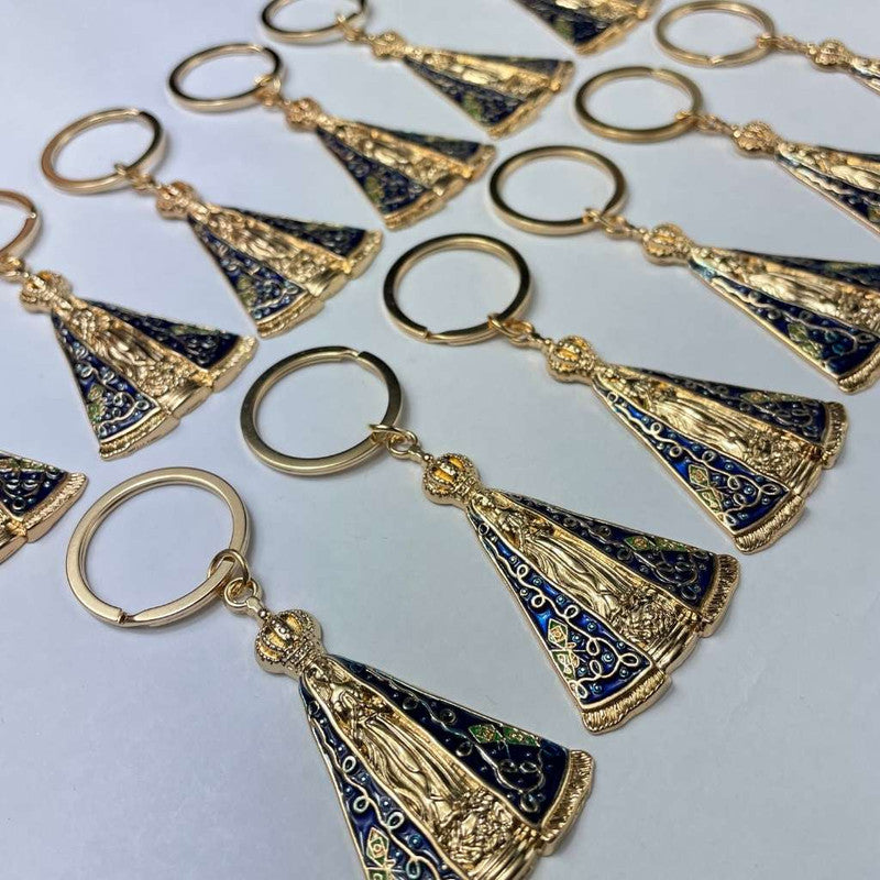 GOLDEN STAINLESS STEEL KEYCHAIN O. LADY APPARITIONS - Set of 12