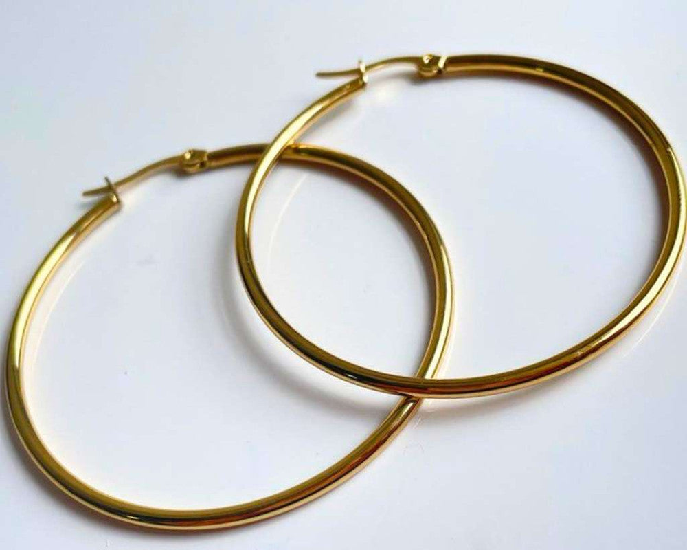 GOLDEN STAINLESS STEEL EARRINGS HOOP 40 MM- Set of 120