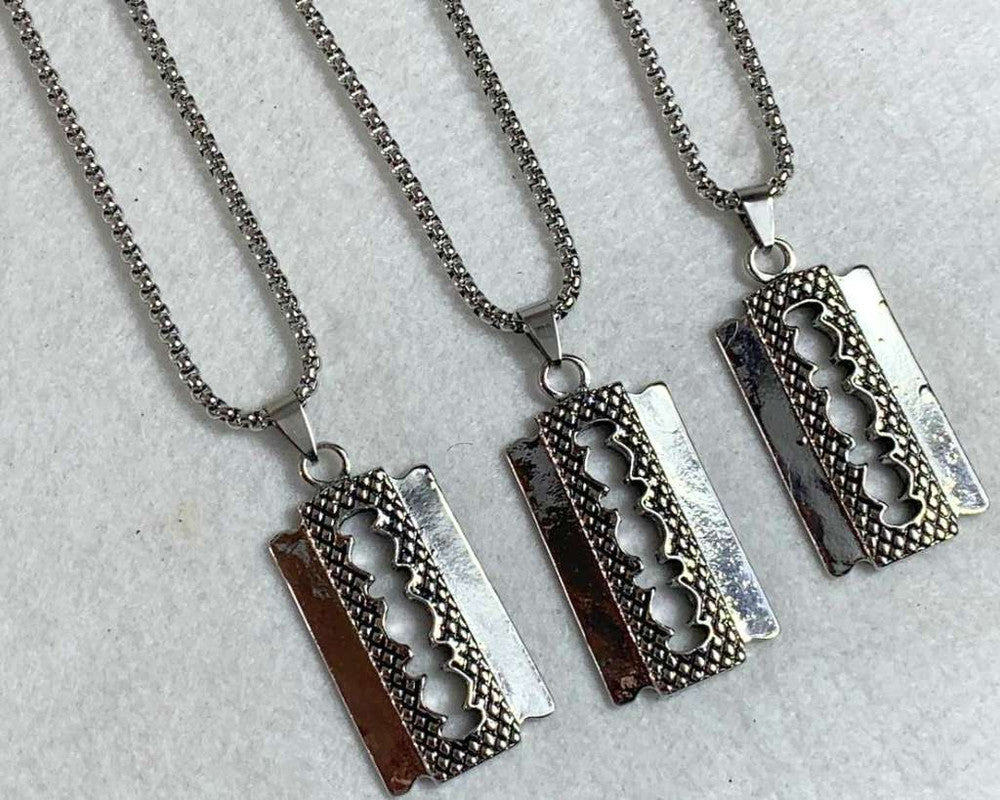 SILVER STAINLESS STEEL  NECKLACE RECTANGULE - Set of 12