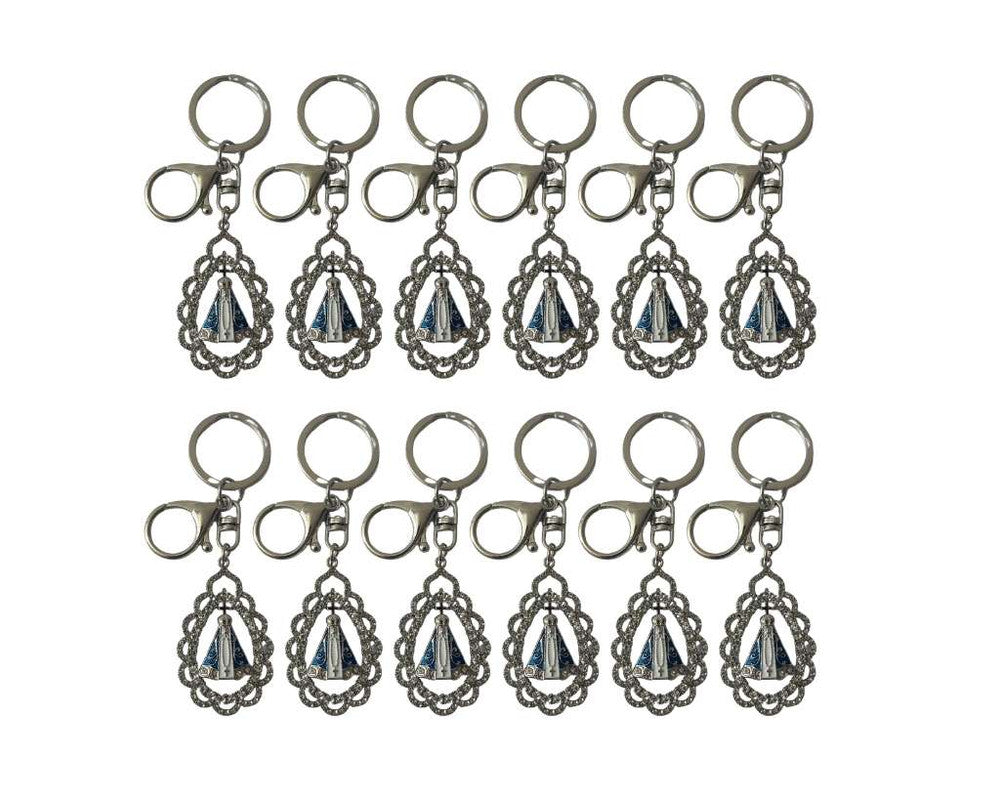 SILVER STAINLESS STEEL LEAF O. LADY APPARITIONS WITH RHINESTONES – Set of  12