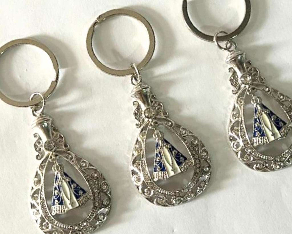 SILVER KEYCHAIN BOTTLE O. LADY APPARITIONS – Set of  12