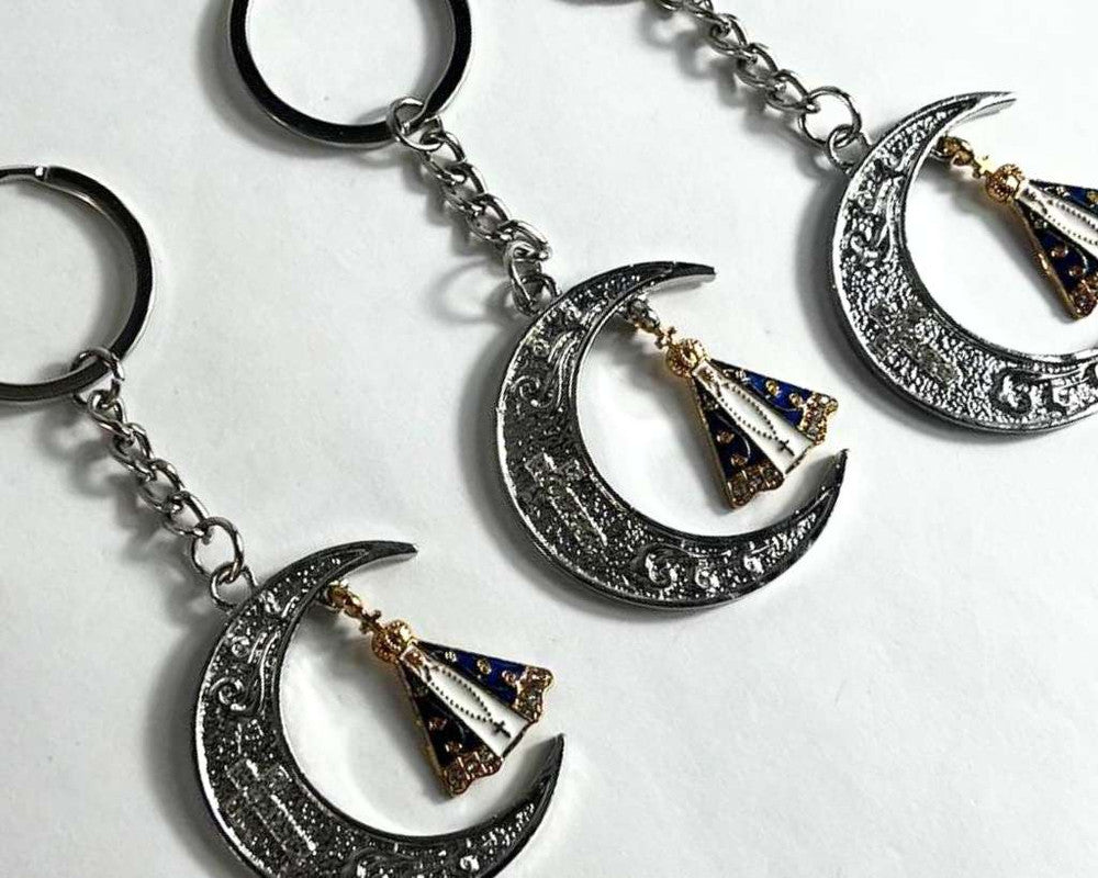 SILVER KEYCHAIN MOON GOLDEN O. LADY APPARITIONS- Set of 12