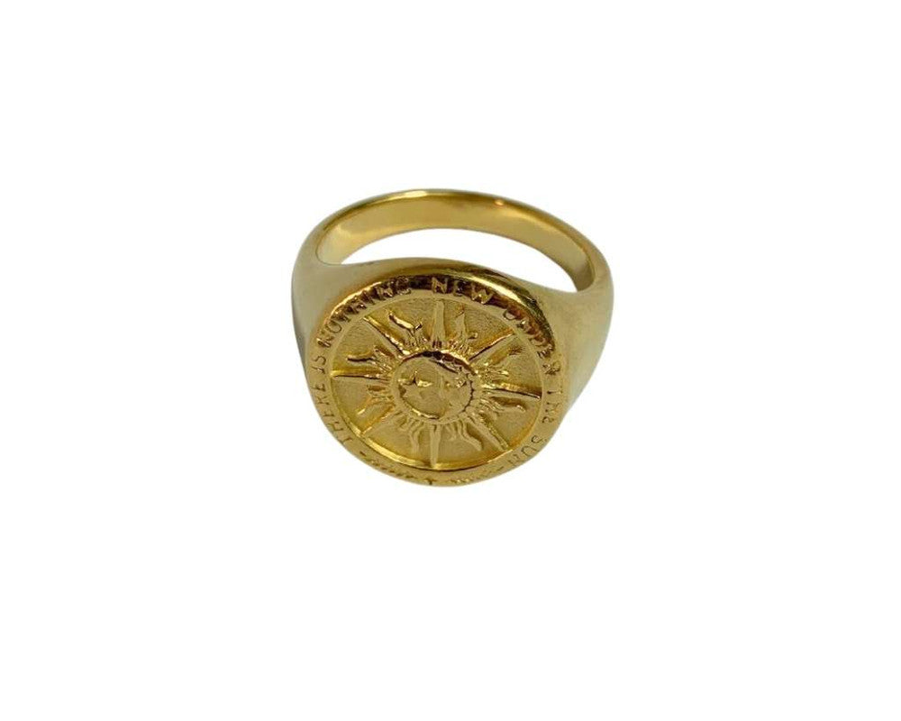 GOLDEN STAINLESS STEEL SUN AND MOON ROUND RING – Set of 12