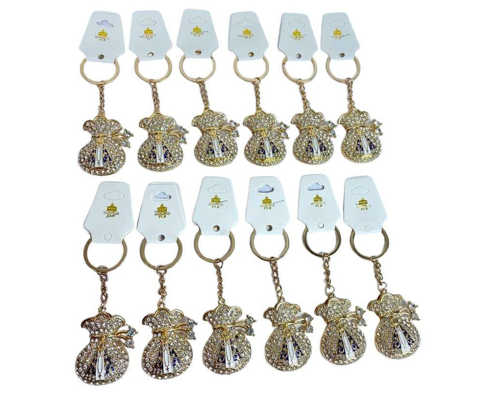 GOLDEN KEYCHAIN O. LADY APPARITIONS WITH RHINESTONES -12