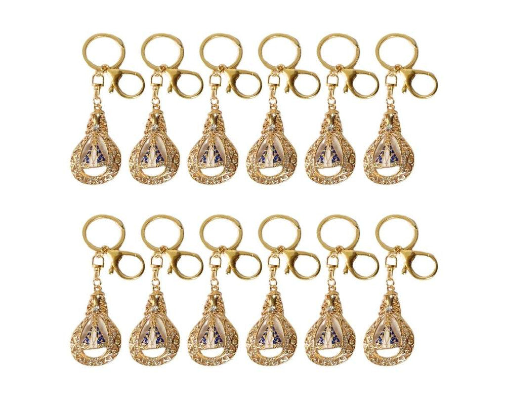 GOLDEN KEYCHAIN BOTTLE  O. LADY APPARITIONS-Set of 12