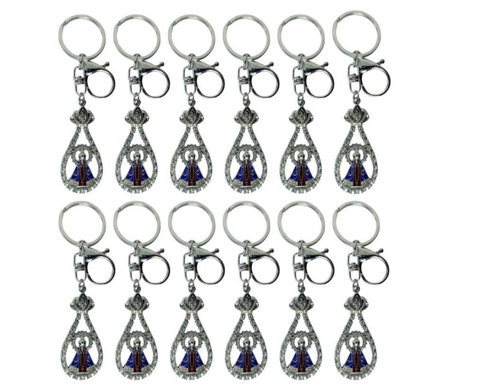 SILVER STAINLESS STEEL KEYCHAIN O.LADY APPARITIONS DROP – Set of 12