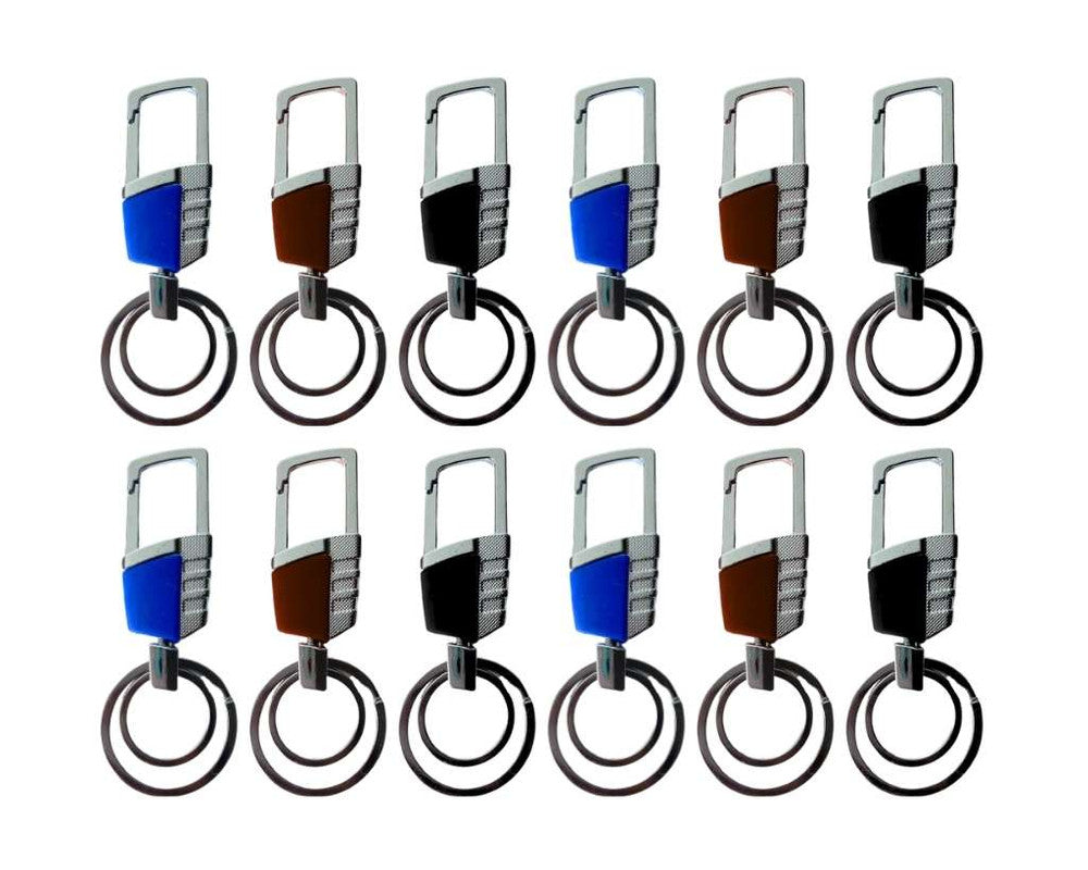 SILVER STAINLESS STEEL KEYCHAIN COLORS WITH DETAILS – Set of 12