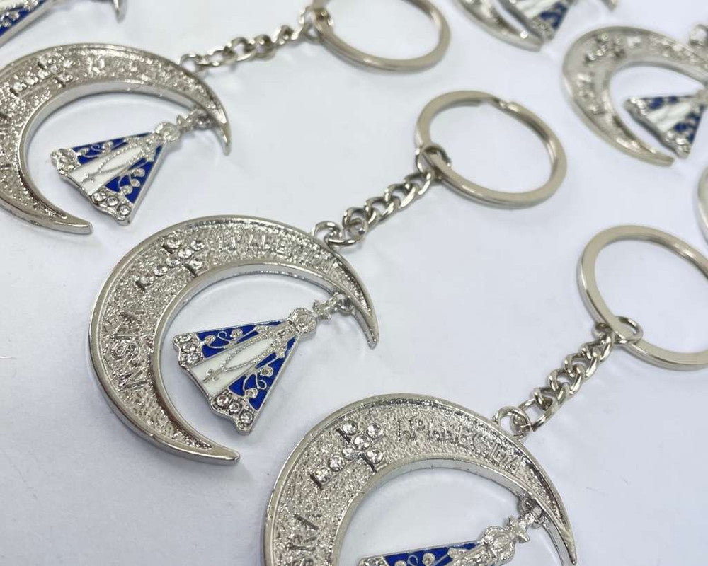 SILVER KEYCHAIN OUR LADY OF APPARITIONS MOON-Set of 12