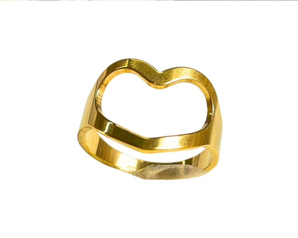 GOLDEN STAINLESS STEEL LARGE HEART RING – Set of 36