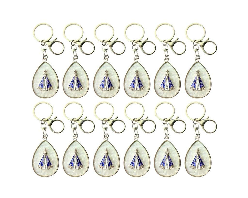 SILVER STAINLESS STEEL KEYCHAIN O LADY APPARITIONS DROP – Set of 12