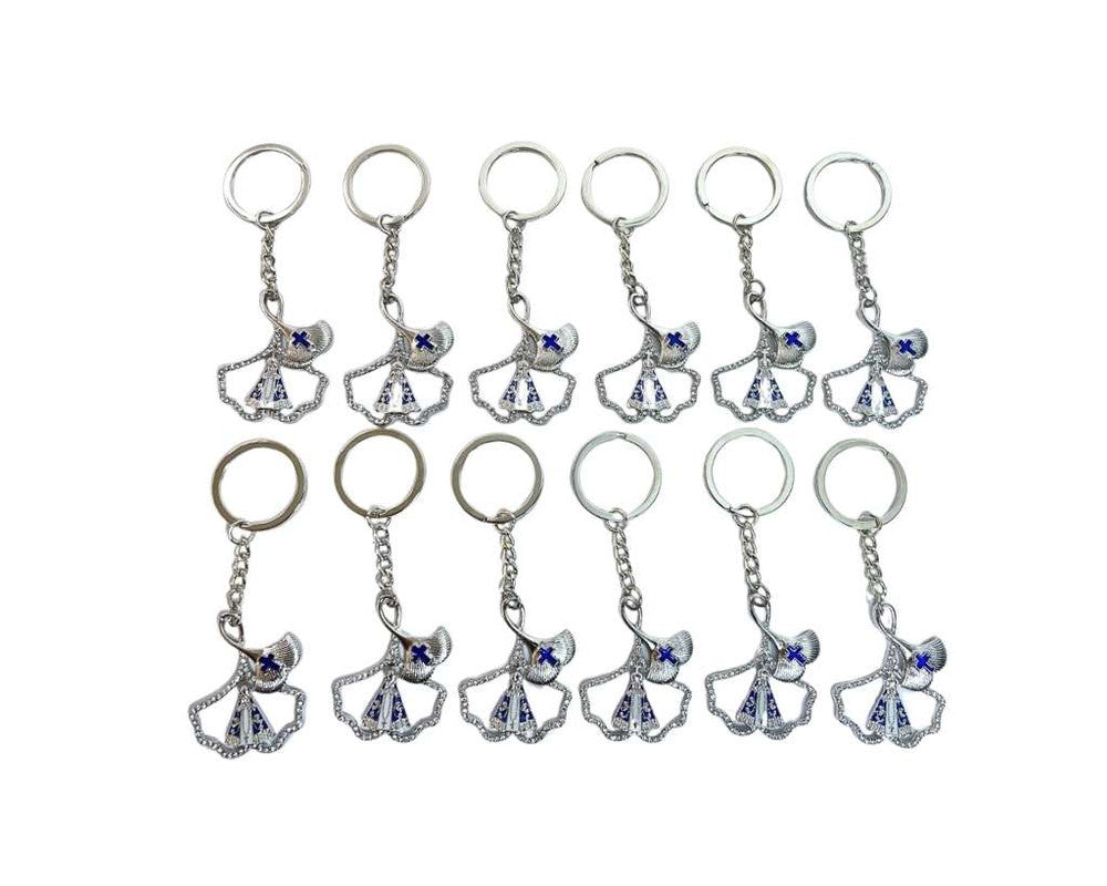 SILVER KEYCHAIN SHELL O.LADY APPARITIONS  – Set of  12