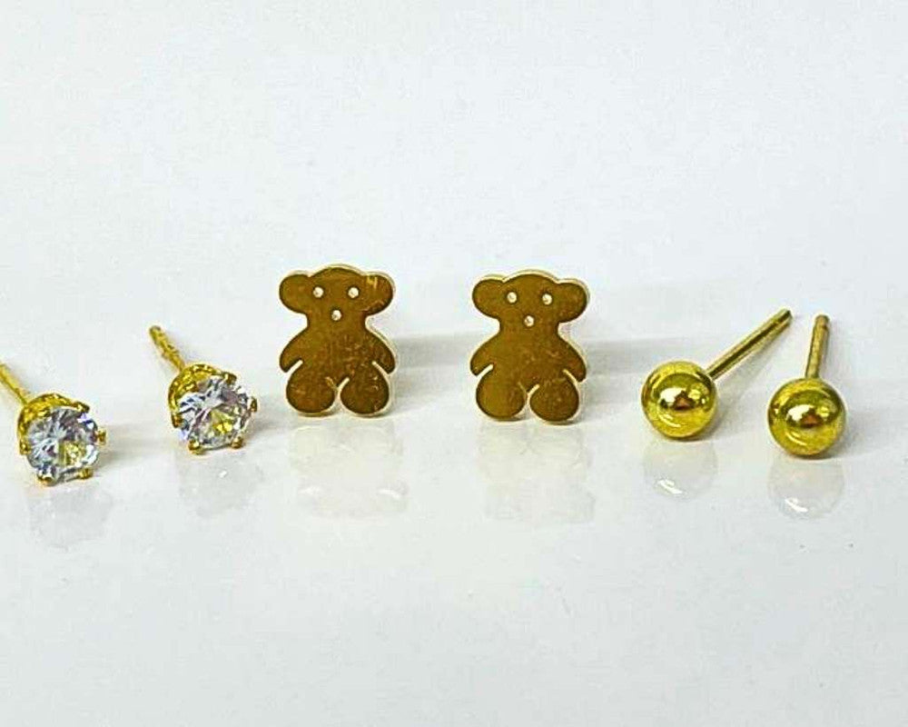 GOLDEN STAINLESS STEEL EARRINGS BEAR-