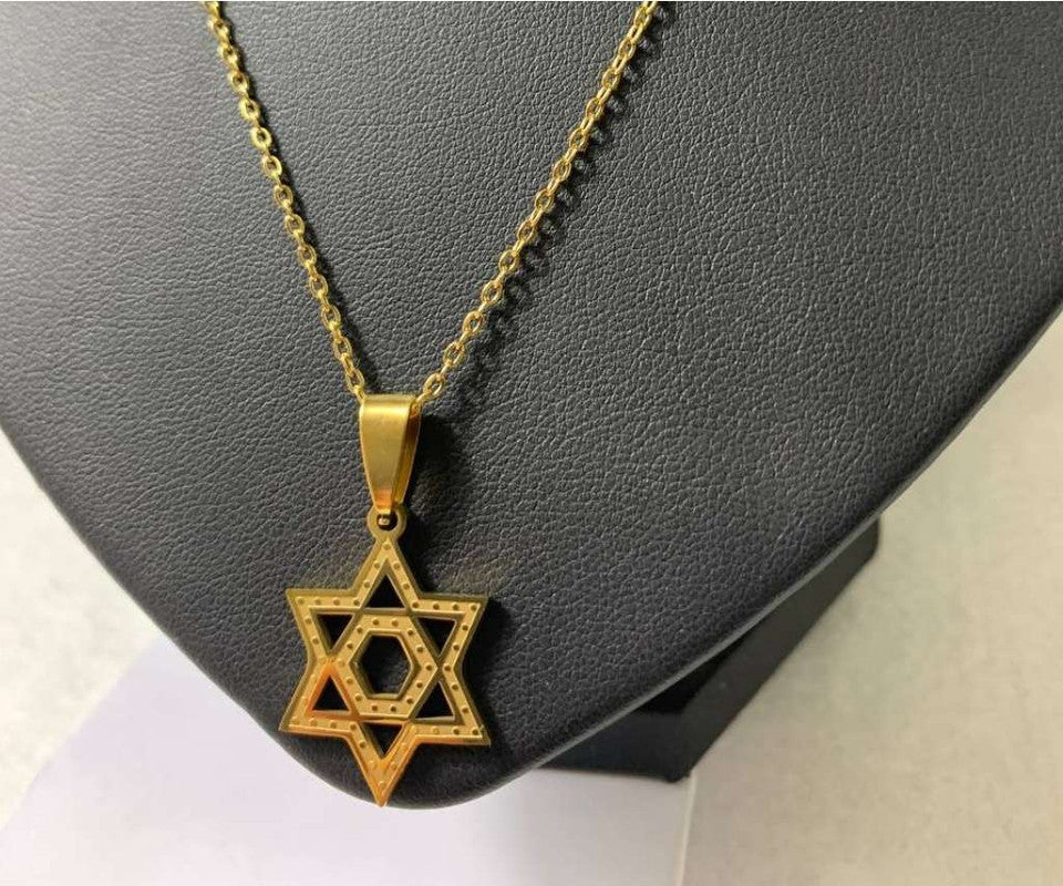 GOLDEN NECKLACE STAR OF DAVID  – Set of 12