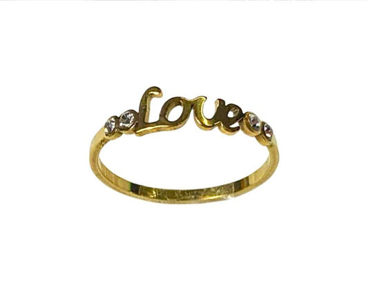 GOLDEN STAINLESS STEEL LOVE RING WITH ROCKS – Set of 36