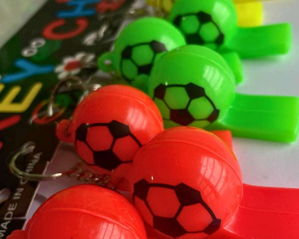 COLORFUL KEYCHAIN SOCCER BALL WHISTLE  – Set of 12