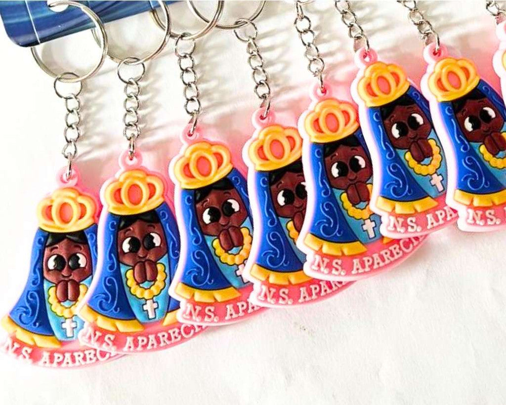 PINK RUBBER KEYCHAIN O. LADY APPARITIONS – Set of 12