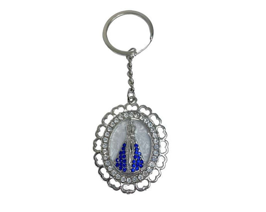 KEYCHAIN BLUE O. LADY APPARITIONS PEARLS/ RHINESTONES – Set of  12