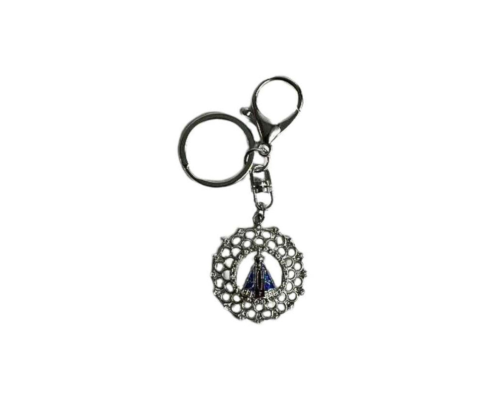 SILVER STAINLESS STEEL KEYCHAIN FLOWER O.LADY APPARITIONS – Set of 12