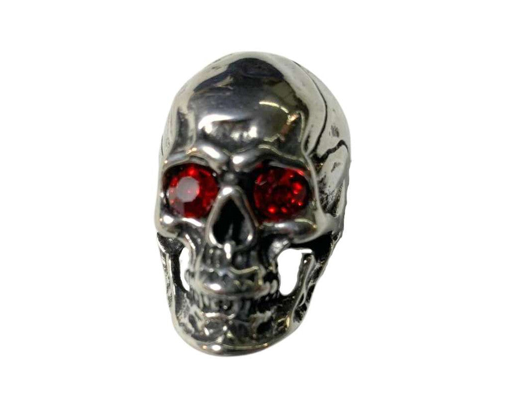RED EYES SILVER SKULL STAINLESS STEEL RING WITH DETAILS – Set of 12