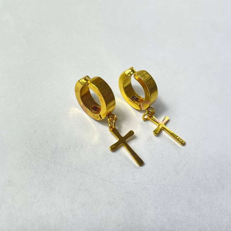 GOLDEN SMALL  CLIP EARRINGS WITH CROSS – 120 PAIRS