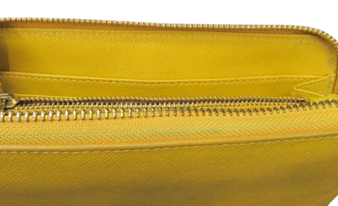 Tory Burch Yellow Leather Robinson Zip Around Wallet!!