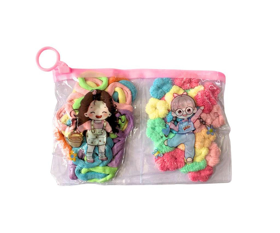 ZIPLOCK BAG WITH COLORED KIDS ELASTIC- Set of 12