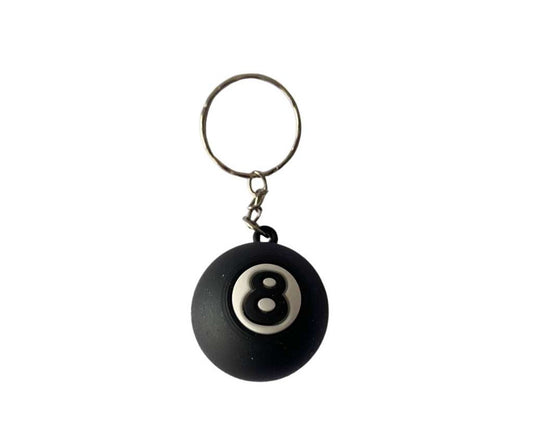 BLACK KEYCHAIN BILLIARD BALL  Nº 8 – Set of 12