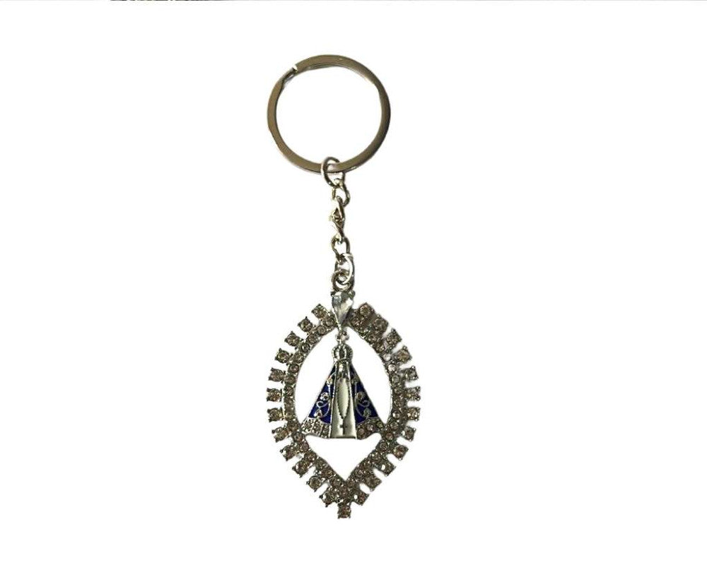 SILVER KEYCHAIN LEAF O.LADY APPARITIONS – Set of 12