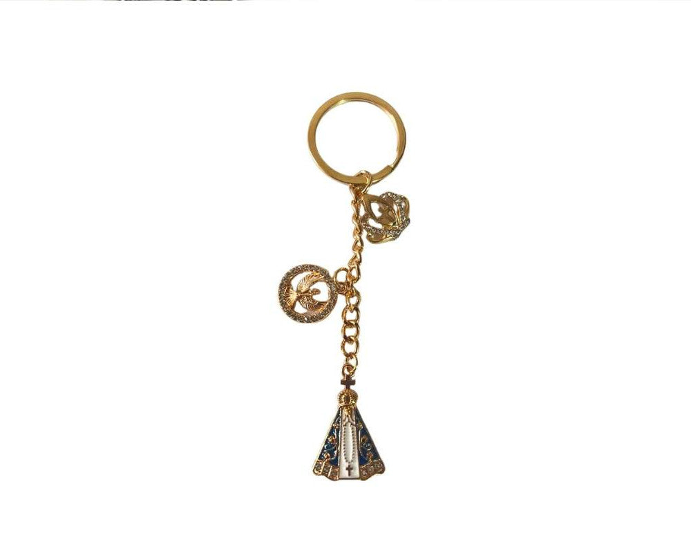 GOLDEN KEYCHAIN OUR LADY APPARITION WITH CROWN - SET OF 12