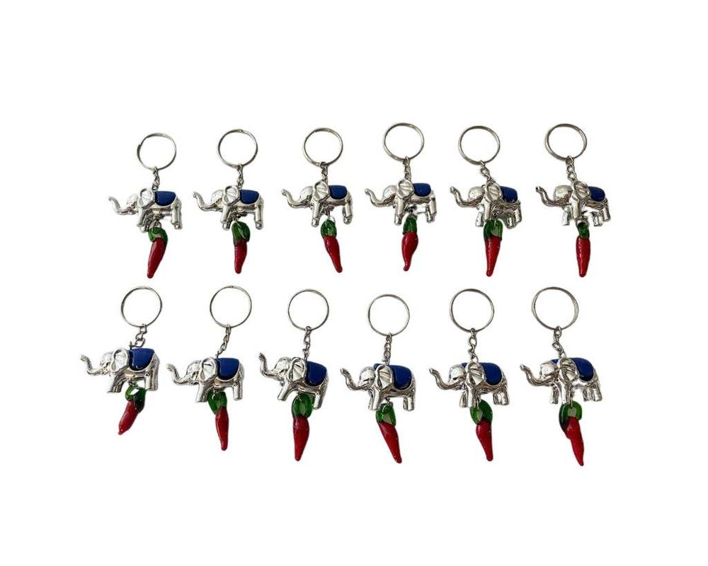 SILVER KEYCHAIN ELEPHANT WITH PEPPER – Set of 12