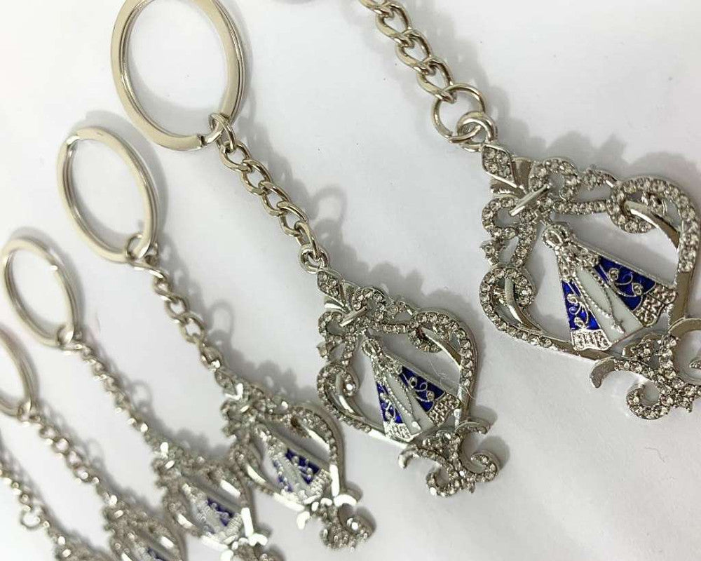 SILVER KEYCHAIN CROWN O. LADY APPARITIONS – Set of  12
