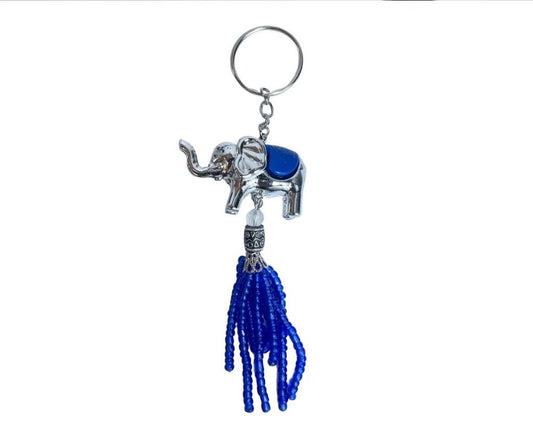 BLUE KEYCHAIN ELEPHANT  WITH BEADS-Set of 12