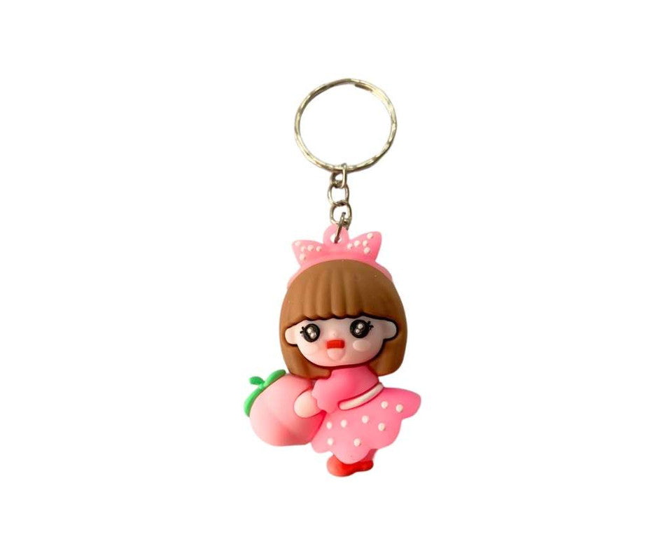 RUBBER  GIRL WITH FRUITS KEYCHAIN –Set of  12